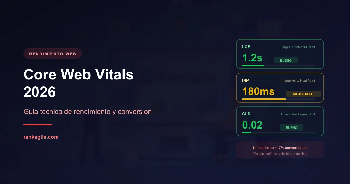 Core Web Vitals 2026: LCP, INP y CLS — Guia tecnica de rendimiento y conversion — Rankaglia